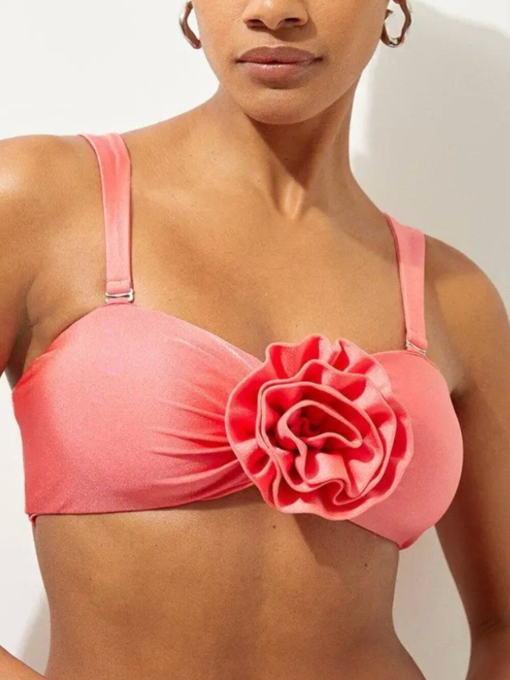 Karen Millen Rosette Bandeau Bikini Top Blush Pink Women’s Small NWT